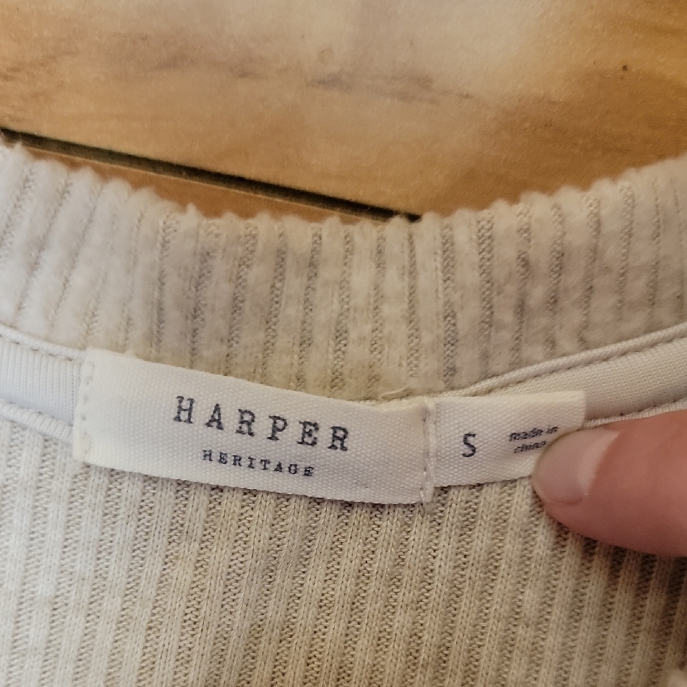 Harper Size SMALL 3/4 Sleeve Stretch Ribbed Sweater Dress In Color Baige - Picture 2 of 11